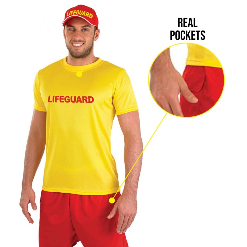 fun shack Mens Lifeguard Costume, Male Lifeguard Outfit, Beach Rescue Uniform for Men, Summer Swimwear Accessory, Medium - Image 4